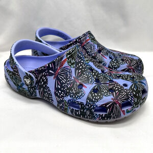 Crocs Classic Butterfly Clog Womens 9 Moon Jelly Multi Purple slip on casual